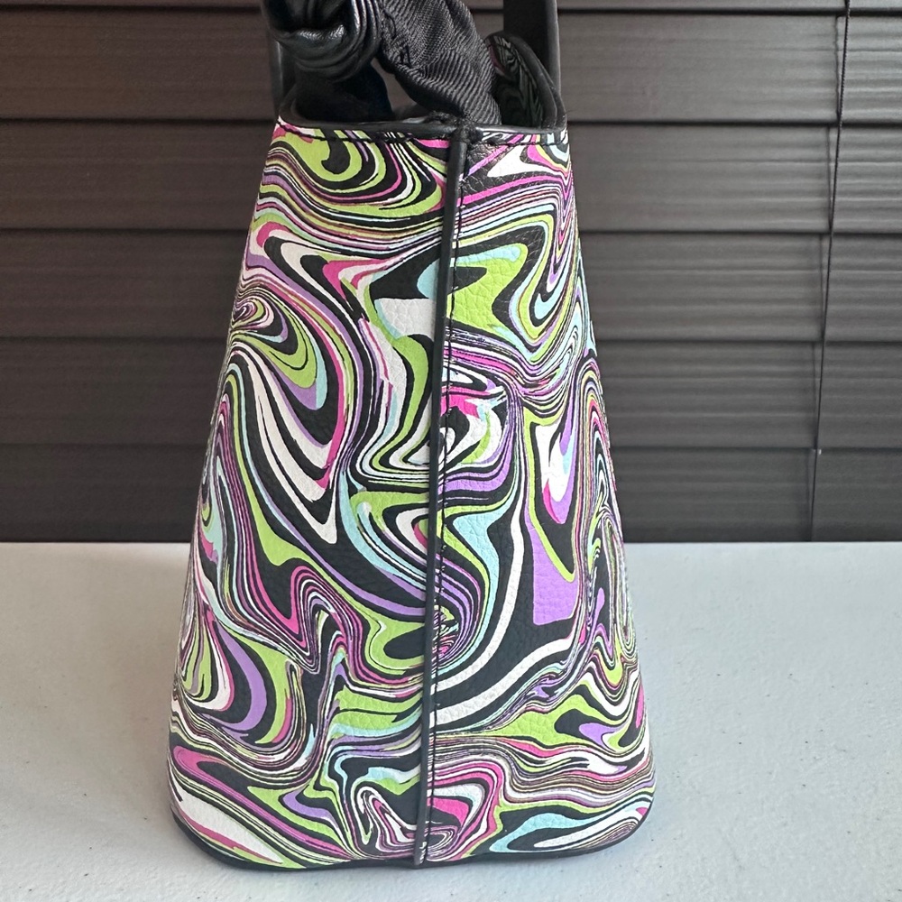 Multicolored Crossbody Drawstring Closure Bucket … - image 7